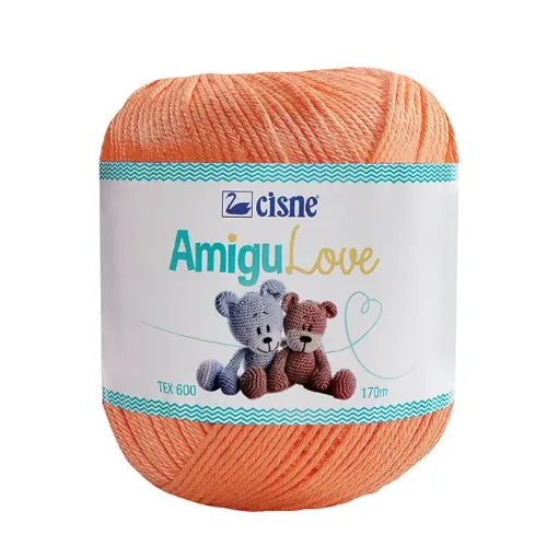 Imagen de Hilo de algodon crochet Amigulove CISNE TEX600 100gr.=170mts color Naranja claro 00328