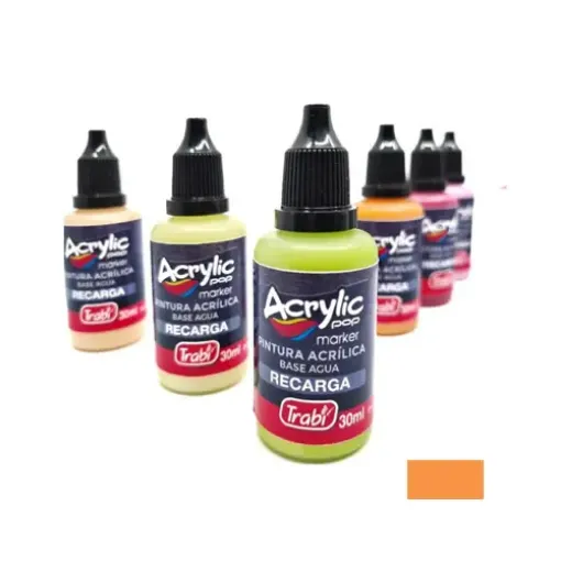 Imagen de Repuesto tinta acrilica recarga para marcador "TRABI" Acrypop x30ml. color Naranja
