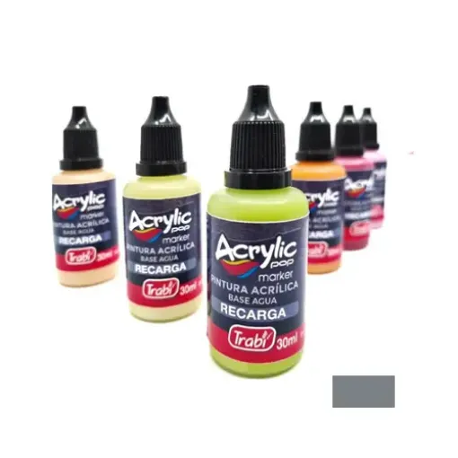 Imagen de Repuesto tinta acrilica recarga para marcador "TRABI" Acrypop x30ml. color Gris Oscuro