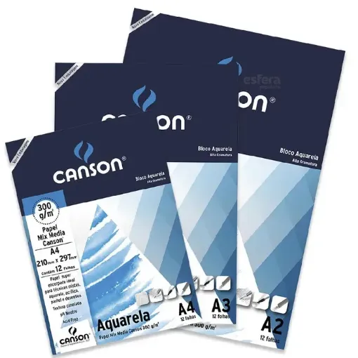Imagen de Block para acuarela "CANSON" Mixes media tecnicas mixtas de 300grs A2 de 42x59.4cms x12 hojas