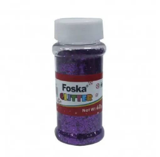 Imagen de Brillantina media Glitter "FOSKA" GT1060 en frasco de plastico de 60grs. color violeta