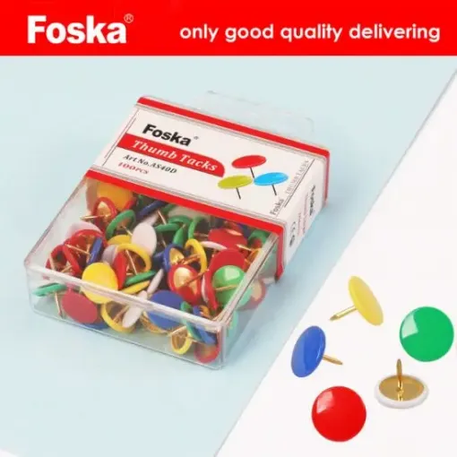 Imagen de Chinches de colores "FOSKA" en caja de 100 unidades