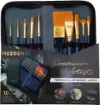 Imagen de Estuche con 10 pinceles sinteticos profesionales para acrilico acuarela y oleo "MEEDEN" Premium Artist