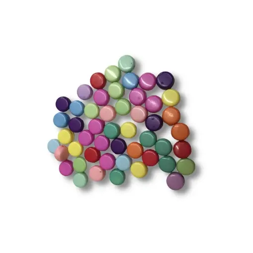 Imagen de Cuentas de plastico con forma redonda de 7x4mms. *50 unidades de colores surtidos