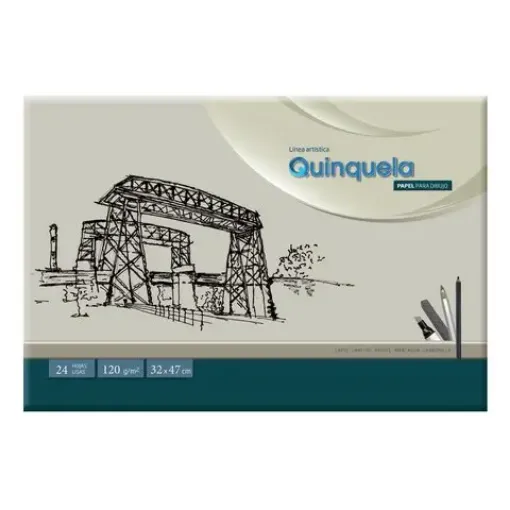 Imagen de Block de dibujo de papel ecologico "QUINQUELA" de 120grs medida 32x47cm x24 hojas
