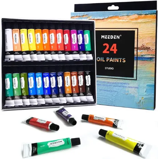 Imagen de Set de 24 oleos premium en pomo de 12ml Studio Oil Paints "MEEDEN" 