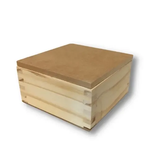 Imagen de Caja SIN CLAVOS de madera de pino con tapa con bisagras de MDF de 5mms. variedad de medidas