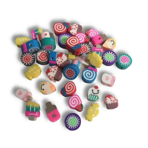 Imagen de Cuentas de fimo con forma Cookies de 1cms. variedad Colores x40 unidades