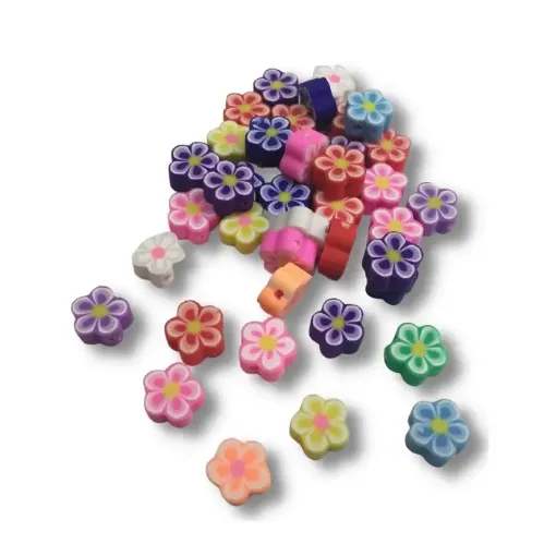 Imagen de Cuentas de fimo con forma flor de 1cms. variedad Colores x40 unidades