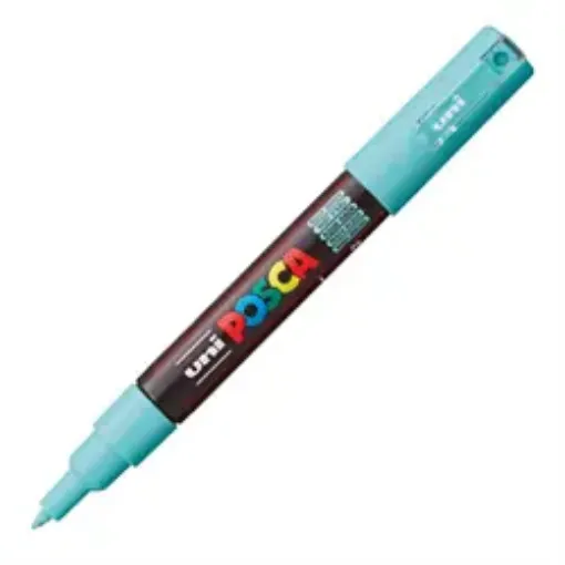 Imagen de Marcador de tinta pigmentada a base de agua UNI POSCA trazo ultrafino de 0.7mms PC-1MR color VERDE AGUA 