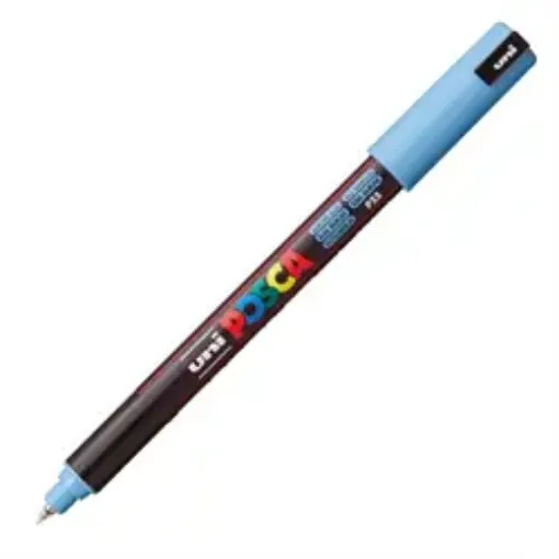 Imagen de Marcador de tinta pigmentada a base de agua UNI POSCA trazo ultrafino de 0.7mms PC-1MR color AZUL GLACIAR