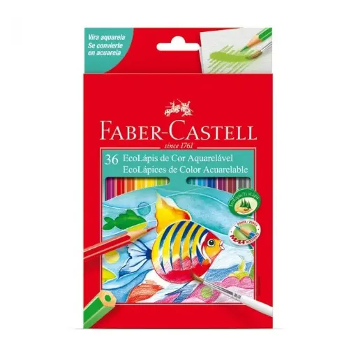 Imagen de Eco Lapices de color acuarelables hexagonales "FABER-CASTELL" en caja de 36 unidades