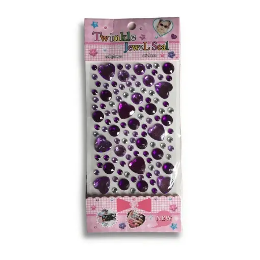 Imagen de Sticker de piedras corazones y circulos de varios tamanos "Twinkle Jewel Seal" Violeta y lila