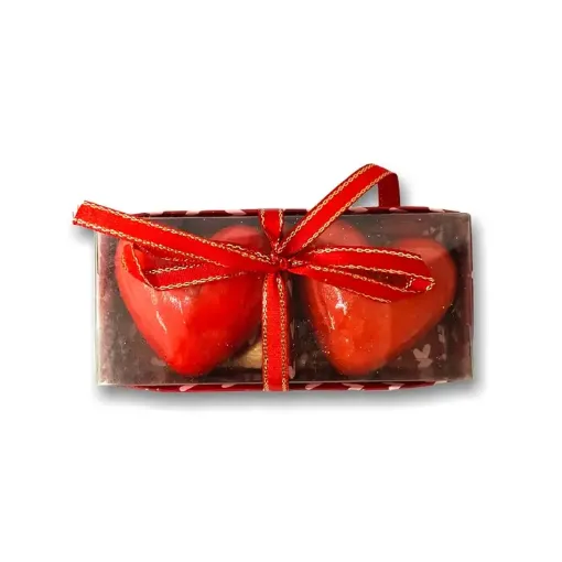 Imagen de Velas corazon sin brillo de 5x4.5cms. en estuche con 2 unidades de color Rojo