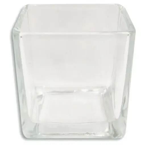 Imagen de Portavela de vidrio florero cuadrado de 6x6cms. FY0212