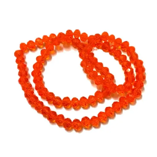 Imagen de Cuentas de acrilico facetadas con forma de dona de 6x4mms. en hilo de 40cms. color 344 Naranja trnte