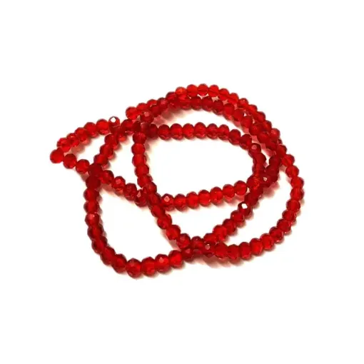 Imagen de Cuentas de acrilico facetadas con forma de dona de 4x3mms en hilo de 40cms color 347 Rojo trnte
