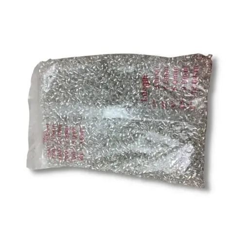 Imagen de Mostacillas grandes cuentas mostacillon 4x2.5mms en paquete de 50grs color Plata cristal transparente