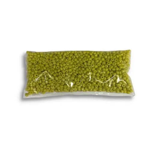 Imagen de Mostacillas chicas 2x1.5mms en paquete de 50grs color Amarillo opaco
