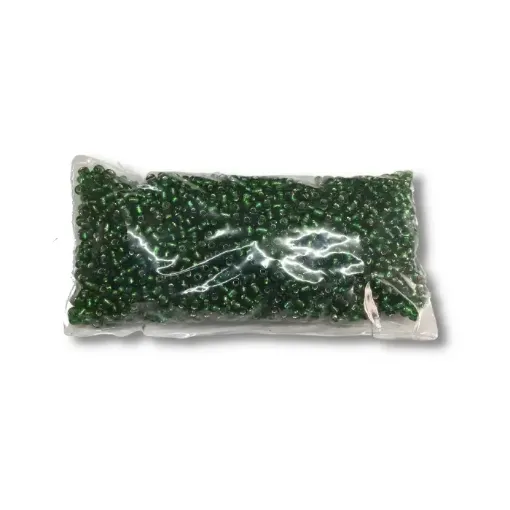 Imagen de Mostacillas chicas 2x1.5mms en paquete de 50grs color Verde cristal 