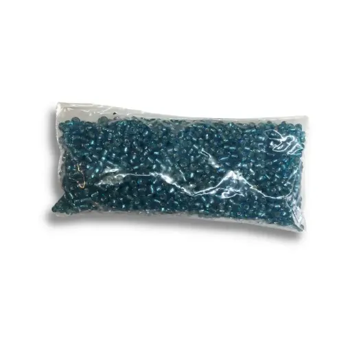 Imagen de Mostacillas chicas 2x1.5mms en paquete de 50grs color Turquesa cristal