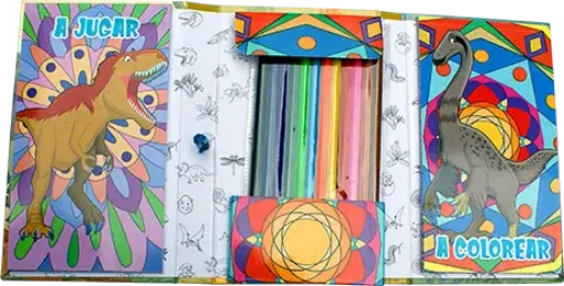 Imagen de Libro para pintar y relajarse Relax Art Kids Kit de Arte con 12 lapices de colores titulo Dinosaurios