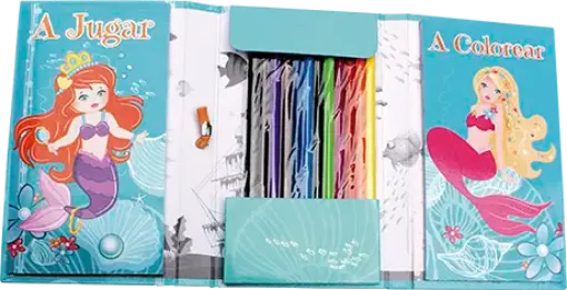 Imagen de Libro para pintar y relajarse Relax Art Kids Kit de Arte con 12 lapices de colores titulo Sirenas