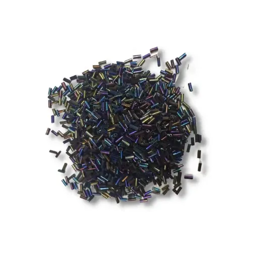Imagen de Mostacillas canutillos en paquete de 50grs color Azul tornasolado de 7mms