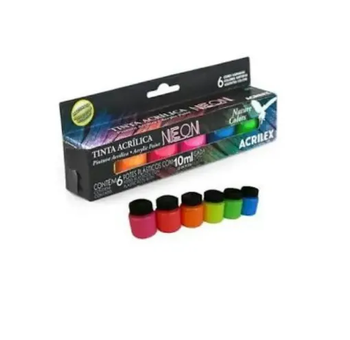 Imagen de Set de 6 pintura acrilicas de 10ml "ACRILEX" caja de 6 colores Neon