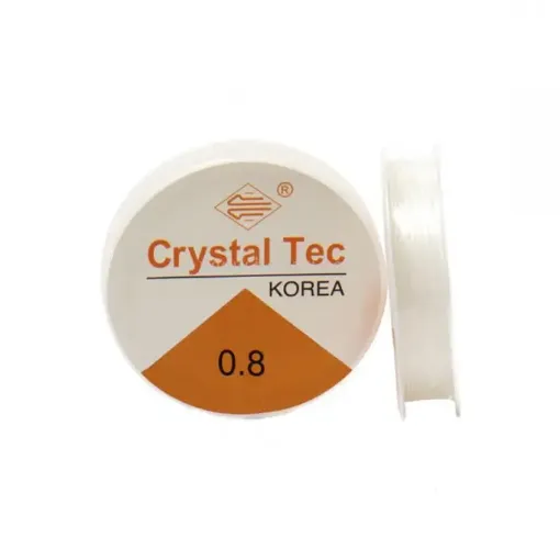 Imagen de Tanza elastica elastizada "CRYSTAL TEC" Korea de 0.8mm en carretel de 10mts
