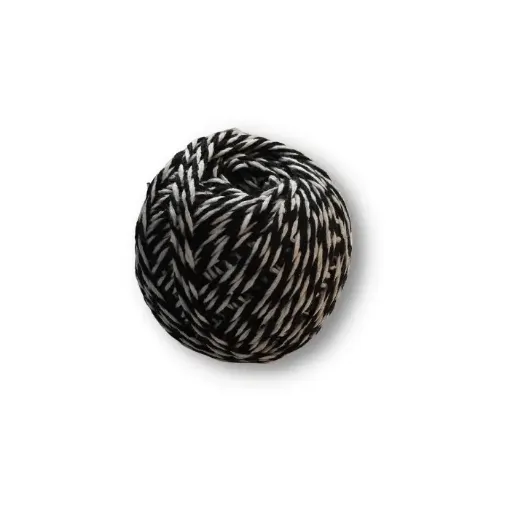 Imagen de Hilo de algodon bitono de 2mms en ovillo de 50grs=45mts color Crudo con Negro