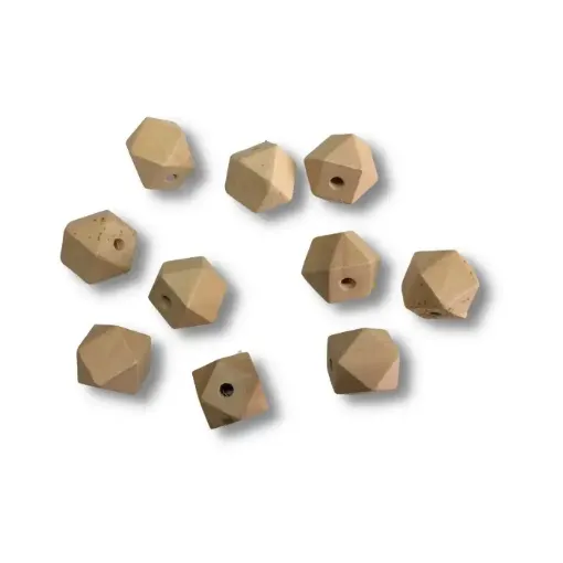 Imagen de Cuentas de madera octogonales con agujero natural de 20mms x10 unidades