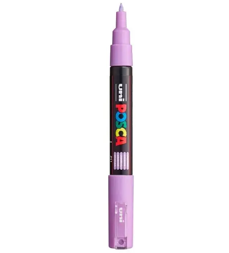 Imagen de Marcador de tinta pigmentada a base de agua UNI POSCA trazo ultrafino de 0.7mms PC-1M color LAVANDA P11