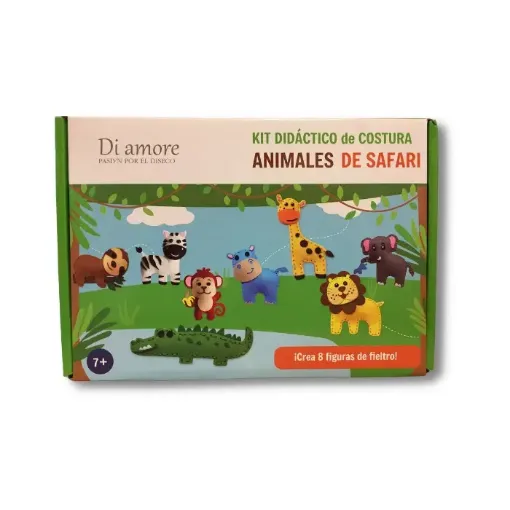 Imagen de Kit set didactico de costura infantil crea 8 figuras de fieltro DI AMORE motivo Animales de Safari