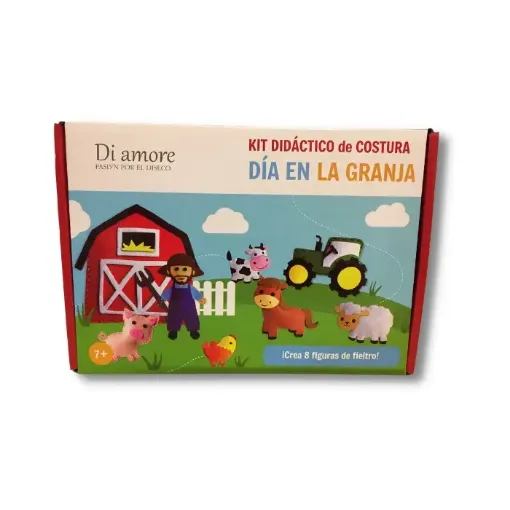Imagen de Kit set didactico de costura infantil crea 8 figuras de fieltro DI AMORE motivo Dia en la granja 