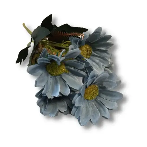 Imagen de Ramo de flores artificiales de tonos pasteles x7 flores A2251 color Azul celeste