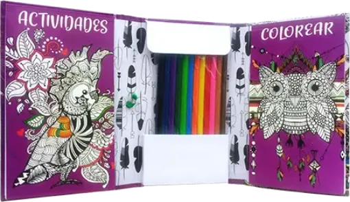 Imagen de Libro para pintar y relajarse Kit de Arte con 12 lapices de colores titulo Color Zen & Actividades