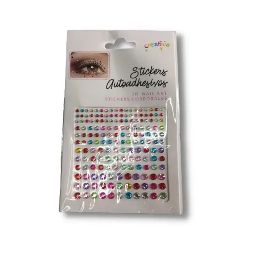 Imagen de Sticker de piedras circulares autoadhesivas de varios tamanos "CREATIVE" 3D Nail Art Multicolor