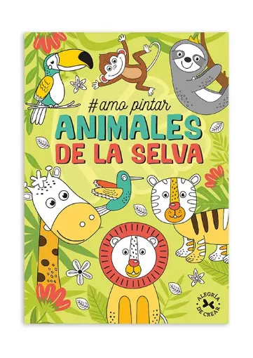 Imagen de Libro para colorear coleccion Amo Pintar de 32 paginas Arcadia Ediciones titulo Animales de la Selva