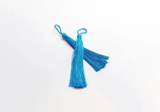 Imagen de Borlas de hilo de seda de 12cms en paquete de 5 unidades color Turquesa