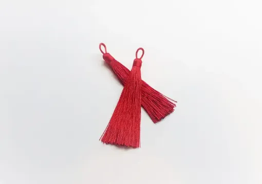 Imagen de Borlas de hilo de seda de 12cms en paquete de 5 unidades color Rojo