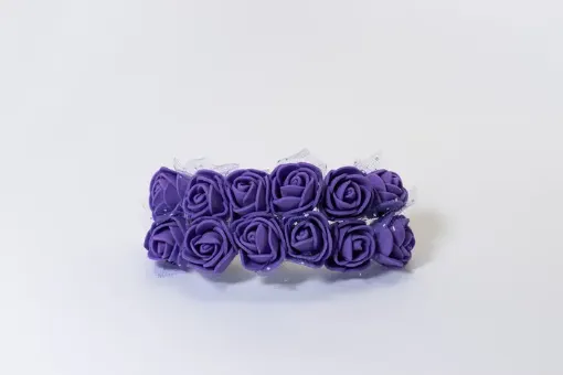 La Casa del Artesano-Ramito de flores foam 2cms. *12 rosas chicas   color Morado purpura