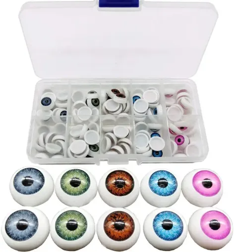 Imagen de Ojos realistas de plastico redondos de 20mms para peluches y munecos x10 unidades colores surtidos 