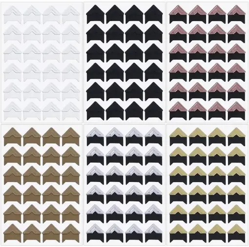 Imagen de Esquineros adhesivos de 2cms scrapbooking en plancha x24 unidades color Negro con Lila metalizado