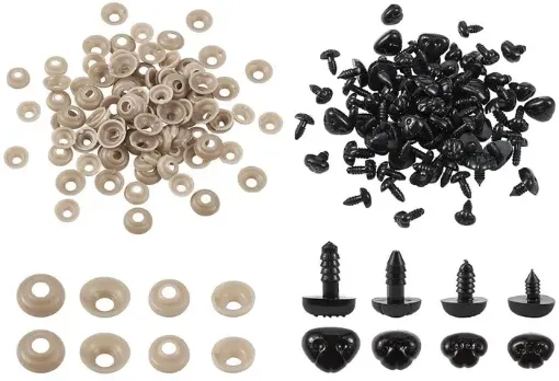 Imagen de Nariz de seguridad de plastico Con Relieve para animales color negro x5 unidades de Varias medidas
