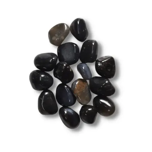 Imagen de Piedras semi preciosas Agata Negra rolada piedras de 2 a 3cms en paquete de 100grs