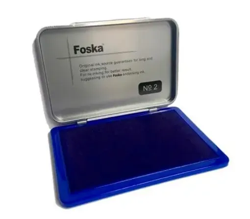 Imagen de Almohadilla para sellos "FOSKA" Nro.2 de 8.4x12.2cms con tinta Azul
