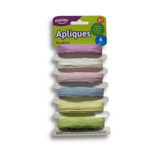 Imagen de Cinta de papel de 7mms POINTER set de 6 colores 5 mts. colores Pasteles