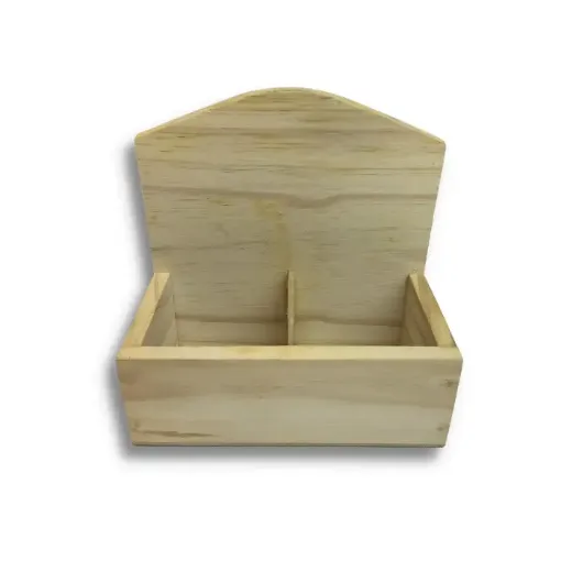 Imagen de Portate de madera con 2 reparticiones con respaldo Simple de 10x19x15cms