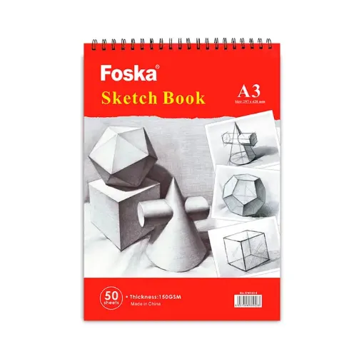 Imagen de Block de dibujo con espiral Sketch Book "FOSKA" 50 hojas de 150grs medida A3 420x297mms